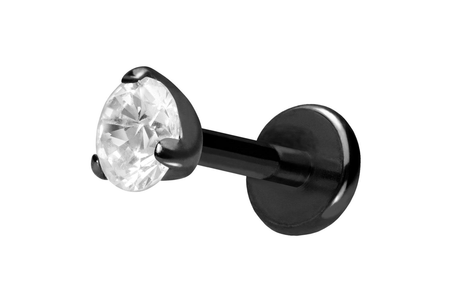 Titan Labret Piercing mit Push Fit EINGEFASSTER KRISTALL